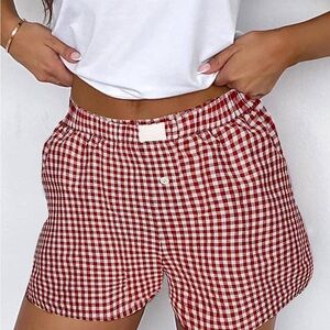 Red Gingham Women’s Relaxed Fit Bermuda Shorts